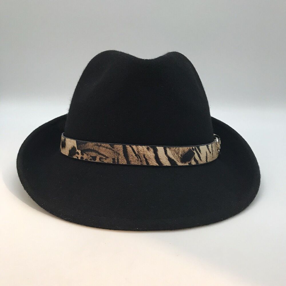 Magid Hats Black Felt Women’s OSFM Fedora Hat with Leopard Hat Band Stylish